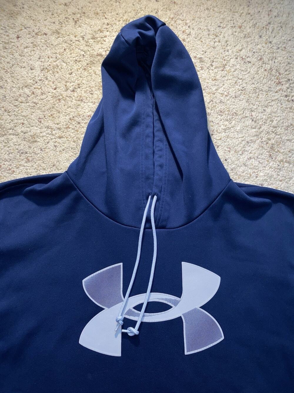 Under Armour Loose Fit Mens Size 3XL Heavy Duty Navy UA Logo Hoodie Sweatshirt